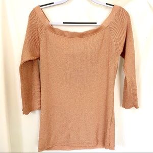 Gabrille Union Off Shoulder Nude Metallic Knit XL